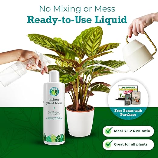 Indoor Plant Food by Houseplant Resource Center - Organic Liquid Fertilizer for Pothos, Peace Lily, Monstera, Cactus and More - 8 oz