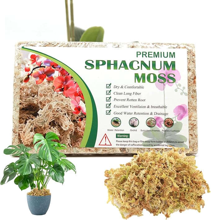 4oz Premium Sphagnum Moss Potting Mix, Plants Moss Dried Plant Growing Medium for Orchid Monstera (Appx 5 QT)