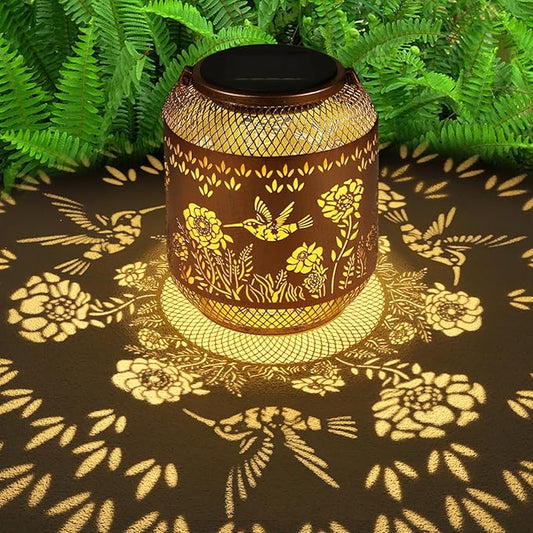 Solar Lanterns Outdoor Waterproof Christmas Birthdays Gifts for Women Mom Grandma Butterfly Garden Decor Metal Hanging Solar LED Lights for Patio(Hummingbird)