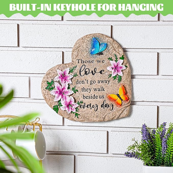 Jetec Memorial Garden Stone Sympathy Gift Decor Those We Love Don't Go Away Memorial Bereavement in Memory of Loss of Loved One Condolence Gifts for Outdoors(10 Inch)