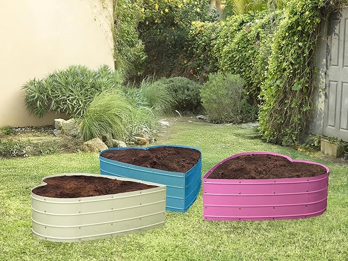 Galvanized Raised Garden Beds Outdoor // Planter Raised Beds for Gardening, Vegetables, Flowers // Large Metal Garden Box (White) // Tool-Free Assembly