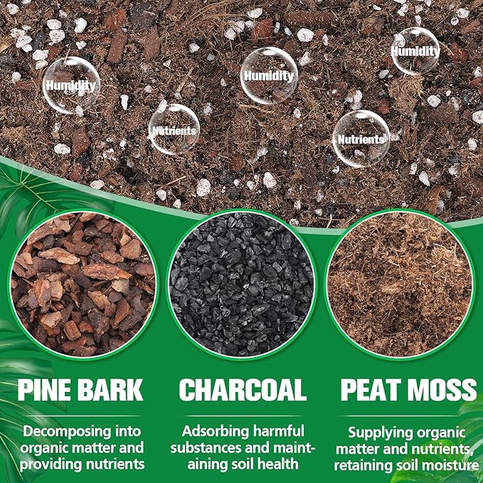 8 Quarts Monstera Soil Potting Mix - Natural Organic Tropical Plant Soil for Improving Growth Rate, Sustainable Houseplants Growing Media for Indoor Bonsai Succulents Moisture Retention Drainage