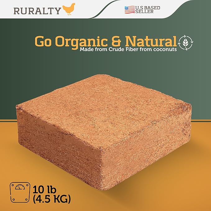 Ruralty Coconut Potting Mix - Natural Coco Coir Brick 10-Pound Coco Peat Potting Soil Indoor Plants and Outdoor