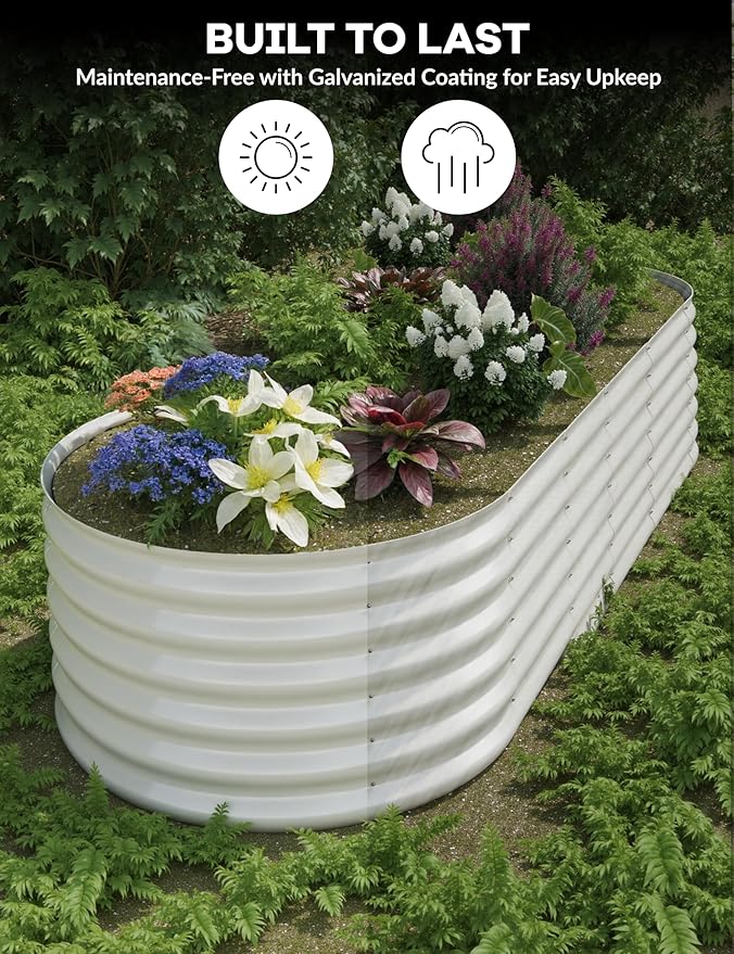 10x4x1.5ft Raised Garden Bed,Galvanized Raised Planter Boxes Outdoor with Easy Assembly, Large Garden Bed for Vegetables, Fruits, Flower,Raised Garden Bed,Beige