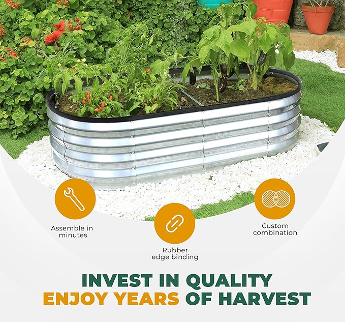 Utopia Home 2 Pack Galvanized Raised Garden Bed, 6ft x 2ft Lightweight Planter Boxes Outdoor with Easy Assembly, Large Garden Bed for Vegetables, Fruits, Flower - Silver