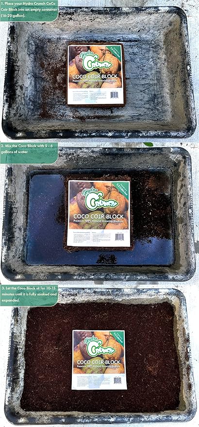 AeroSoil Perlite Horticultural Soil Additive – Potting Soil for Plants – Seed Starter - Coarse 4 CF & Hydro Crunch CB801 Coco Coir 2.5 Cubic Ft Block of Soiless Growing Media, Brown