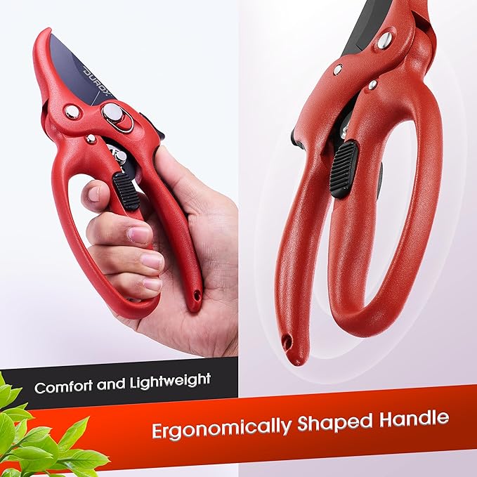 DURXO - Ratchet Pruning Shears, Garden Shears with 3x Cutting Power. Effort-Saving Heavy-Duty Anvil Pruners. Replaceable Blade Cutting Blade Design. Ideal Secateurs for Precise Trimming, Model DGR-01