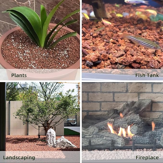 7LB Red Lava Rocks for Plants, Volcanic Rock Horticultural Lava Rock Soil for Landscaping Plants Drainage, Small Lava Rock Gravel for Succulents, Bonsai, Vase Fillers, Terrarium Plants, Top Dressing