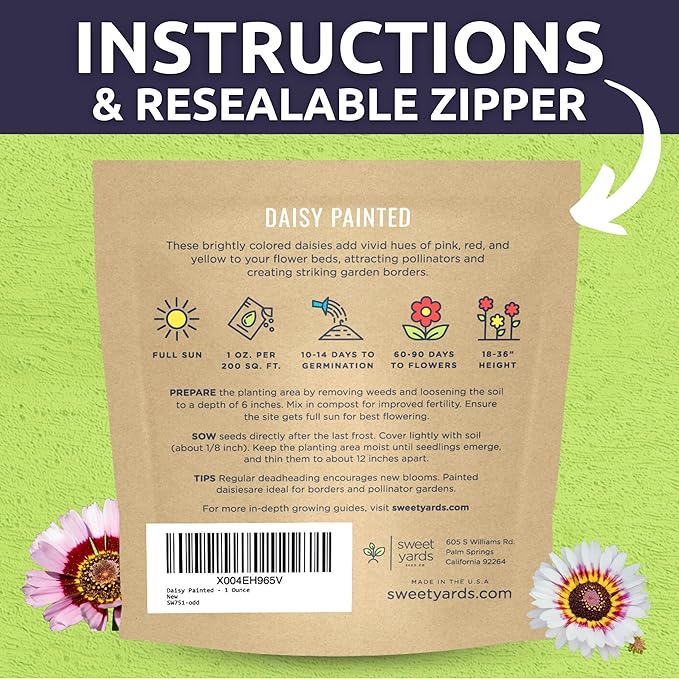 Painted Daisy - Large 1 Ounce Packet - 10,000 Flower Seeds for Planting - Tanacetum coccineum