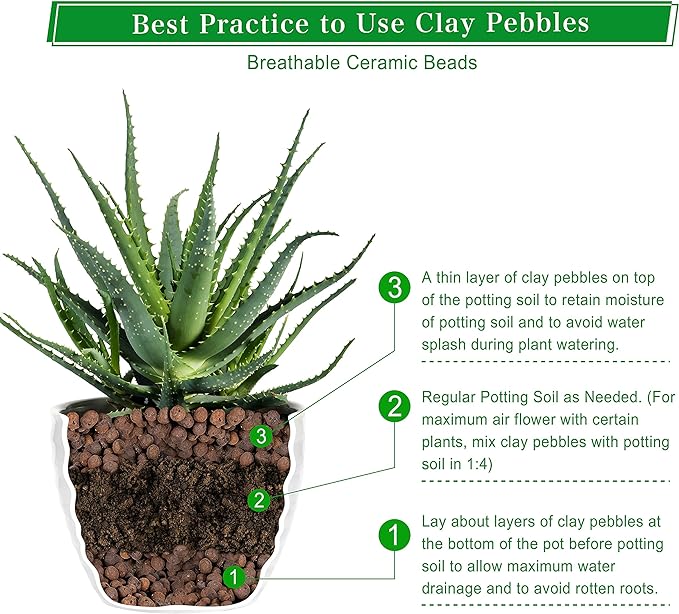 D'vine Dev Ceramic Planter Filler Balls 12qt, Expanded Porous Clay Pebbles Beads for Hydroponic, Gardening, Orchids, 97-F-3