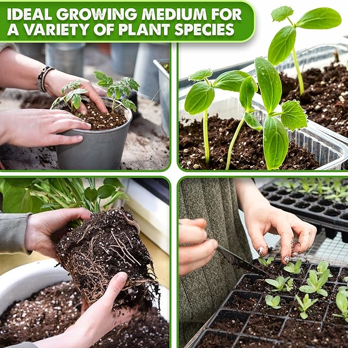 DUSPRO Recycle 4 QRT Seed Starter Soil Pre-Mixed 4in1 Seed Starting Mix for Young Plant Seeds, Soilless Formula Moisture Retention, Aeration & Nutrient Seed Starting Soil