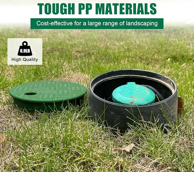 Durable PP Valve Box-6 Pcs Anti Slip 6 In Sprinkler Valve Boxes,Plastic Round Irrigation Valve Box for Garden Yard Outdoor Lawn Grassland Ground Farm,Green&Black Water Meter Box