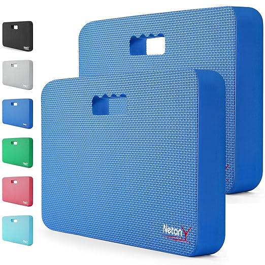 NETANY 2 Pack Extra Thick Kneeling Pad for Gardening, Comfortable Knee Pad Cushion, Extra Large Foam Kneeler Mat for Gardening, Baby Bath, Workout, Exercise & Yoga, Mechanic, 17.8 x 11 x 1.5 in, Blue