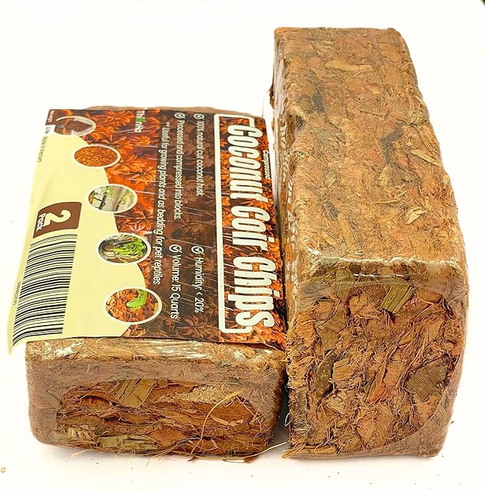 2 Pack (2.2 lbs) Coco Chips for Indoor Plants and Reptiles - Coco Coir and Coconut Fiber Substrate - Coconut Coir Chips for Gardening, Box Turtle Bedding, and Leopard Gecko Substrate