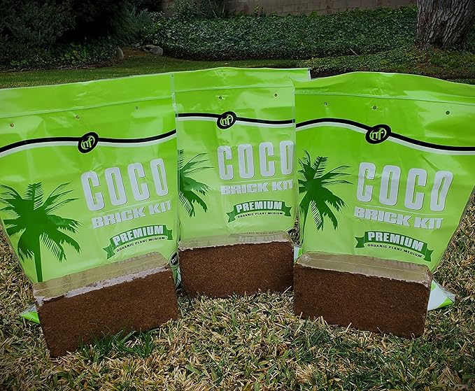 Coco Coir Brick Organic Coconut Coir 3 Coco Fiber Compressed Blocks 850g Each, Low EC Buffered w/Calcium RHP Quality Pot Soil Indoor Outdoor Flower/Vegetable Garden Seed Starter Micro Greens - 5.7 lbs
