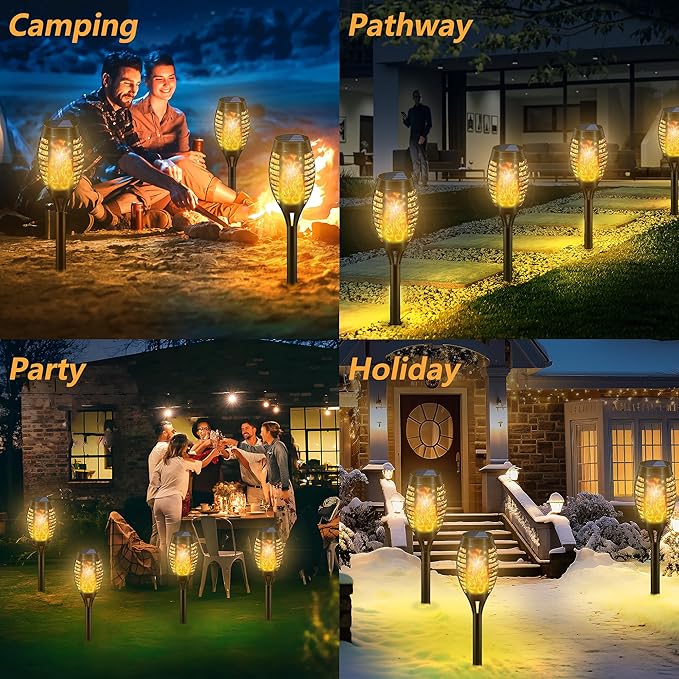 Solar Torch Lights for Garden Decor, 6 Pack 12 LED Solar Lights for Outside & 20.5'' Waterproof Solar Lights, Flame Torch Solar Lights Outdoor for Patio Path Yard Decorations