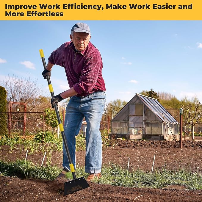 Garden Cleaning Shovel, 76" Adjustable Floor Scraper Long Handle Heavy Duty Tool, Multifunctional Flat Shovel Gardening Tools for Digging, Weeding,Scraping, Ice Remove (2 Blades)