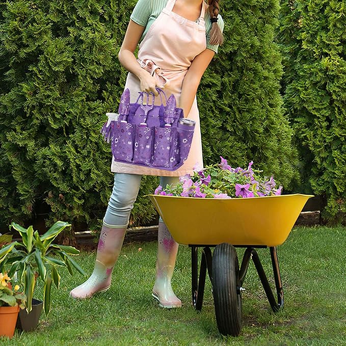 Gardening Gifts for Women, Gardening Tools for Women, Garden Tool Set, Heavy Duty Gardening Hand Tools with Garden Tool Bag, Purple