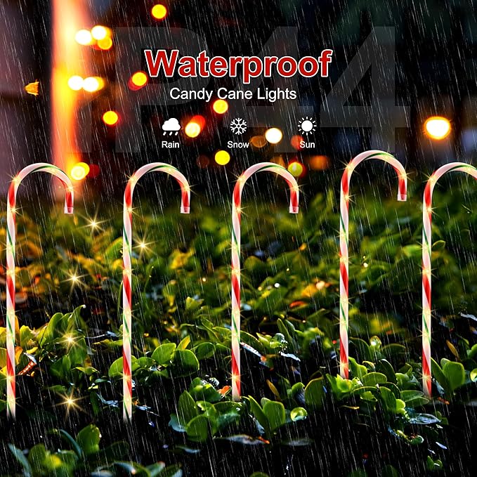 VCOKEN 30'' Christmas Candy Cane Lights Outdoor Pathway, Set of 10 Christmas Candy Cane Markers Decoration, Connectable & Light Up Xmas Holiday Party Yard Art Indoor Outdoor, Red&Green