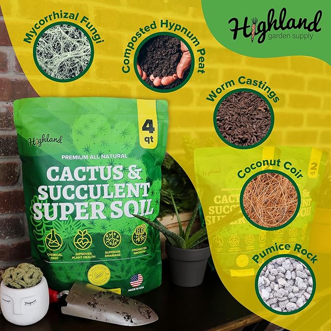 Cactus Soil Potting Mix Succulent Soil Potting Mix for Succulents with Mycorrhizae Indoor Cactus Blend with Mycorrhizal Fungi for Indoor Plants Well Draining Gritty