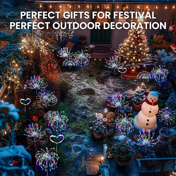 Garden Decor Solar Lights Outdoor,8Pack 120LED Waterproof Colorful Solar Garden Lights Your Outdoor Decoration,Yard, Patio, Porch,Flower Pot,Pathway,Christmas