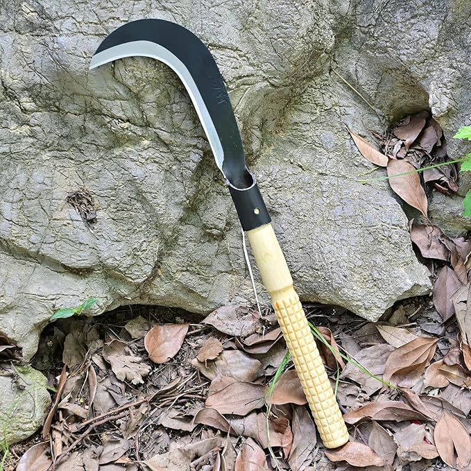 Billhook Sickle Machete Knife,Clearing Sickle,Manganese Steel Blade Hand held Sickle Tool - Multipurpose Gardening Weeding Grass Sickle and Farming Portable Safety Sickle