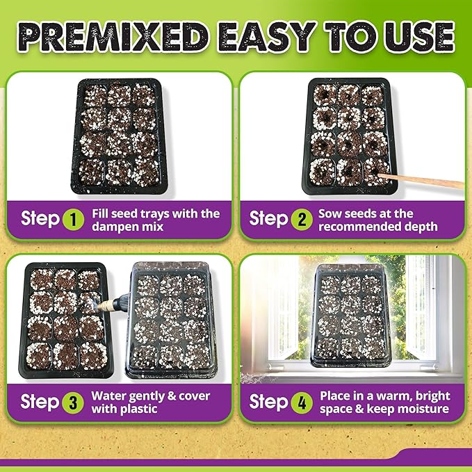 DUSPRO Recycle 8 QRT Seed Starter Soil Pre-Mixed Seed Starting Mix for Young Plant Seeds, Soilless Formula Moisture Retention, Aeration & Nutrient Seed Starting Soil 4in1