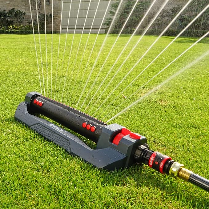 Eden 96212 Turbo Oscillating Sprinkler for Large Yard and Lawn W/Quick Connector Starter Set 96212 Covers up to 4,499 sq. ft.
