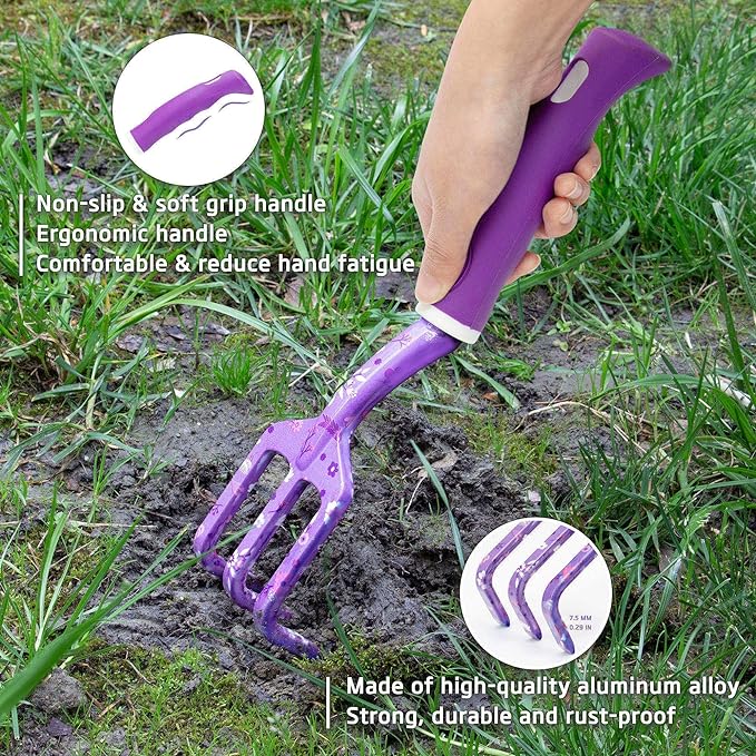 Gardening Gifts for Women, Gardening Tools for Women, Garden Tool Set, Heavy Duty Gardening Hand Tools with Garden Tool Bag, Purple
