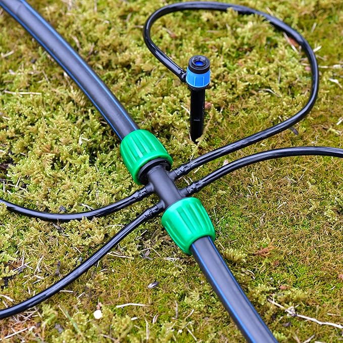 1/2 Inch to 1/4 Inch Drip Tubing Fittings, 6 Way Barbed Tee, Fit 1/2" Drip Tubing (OD: 0.6-0.65") x 1/4 Hose (ID 4mm)-12 Pcs/pack