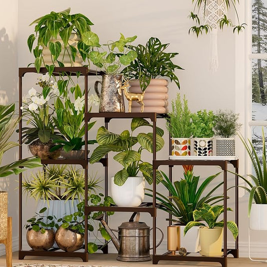 Metal Plant Stand Indoor Outdoor Plant Shelf Stand, 3 Tiers 7 Pots Potted Flower Plant Stands for Indoor Plants Multiple, Plant Shelves Stands Rack for Patio, Balcony, Living Room