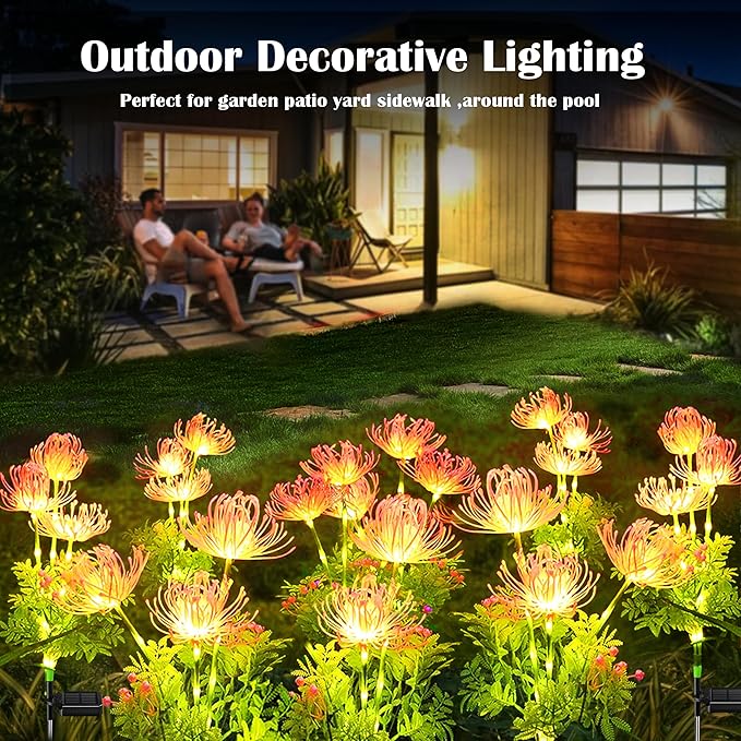 SunKite Solar Garden Lights, Solar Flowers Lights with Glowing Flowers & Stems, Outdoor Stake Decorative Lighting Waterproof for Garden,Yard Patio Pathway Decor,Gift for Mother（4 Pack）
