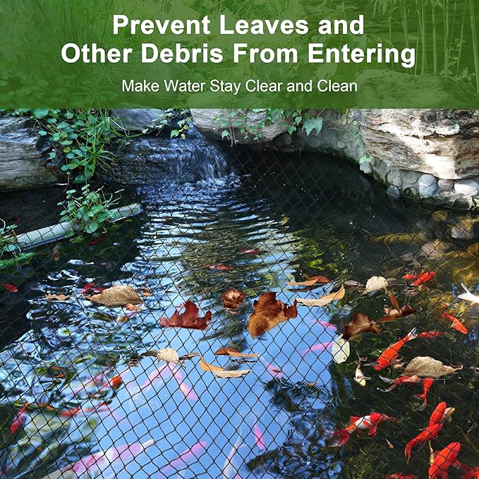 Pond Netting, Pond Netting for Koi Ponds 15 x 20 FT Pond Net, Heavy Duty Woven Fine Mesh Pond Garden Pool Netting Kit for Leaves to Catch Leaves and Debris, Protects Koi Fish from Birds Cats Predators