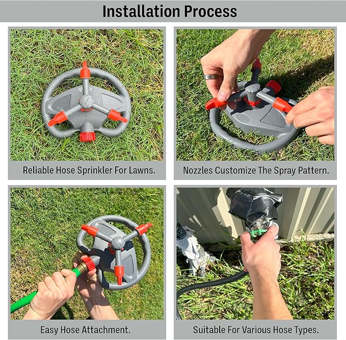 360 Rotating Sprinkler for Garden with Adjustable Spray Nozzles | 8 Inch Wide Base for Stability | Water Sprinkler for Lawn