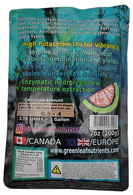 Organic Sea-K for Plants Seaweed and Kelp Fertilizer Supplement Concentrated Extract Powder Nutrient