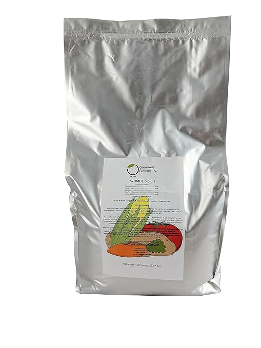 Greenway Biotech Azomite Rock Dust Volcanic Ash Organic Fertilizer with Micronutrient and Trace Minerals- Natural Mineral Soluble Plant Fertilizers for Enhances and Increases Crop Yield (20 Pounds)