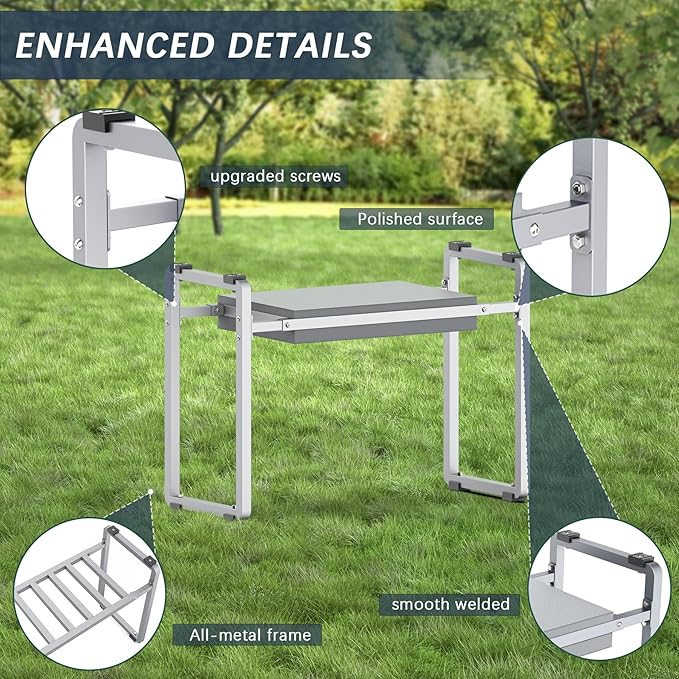 FLINTER 10.2" Wider Garden Kneeler and Seat, Heavy Duty Thick Gardening Bench for Kneeling and Seat - Garden Tools with Bags, Gardening for Women, Grandparents, Gardeners, Mom & Dad - Grey