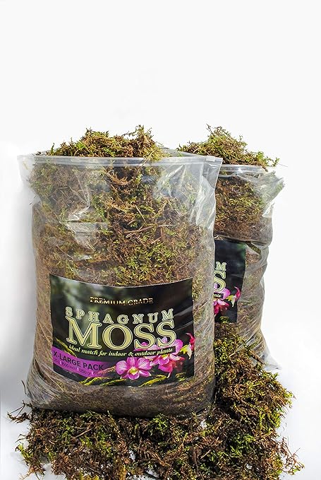 Organic Green Sphagnum Moss for Orchids, Indoor and Outdoor Plants - Dried for Decorative Gardening (X-Large Pack (2 Bags) - 25 litres /1250 gr/ 88 oz)