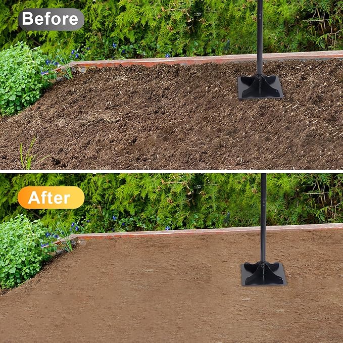 Heavy-Duty Steel Tamper, 10x10 Inches Hand Soil Tamper Garden Landscaping Tool for Ground & Gravel Leveling Dirt Compactor - Ergonomic Tamper Design, 48 Inches Total