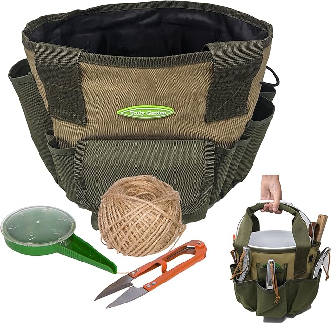 Garden Tool Bag – Makes Gardening Easy – Carry All Your Garden Tools and Supplies – Perfect Garden Tote and Bucket Organizer for Passionate Gardeners