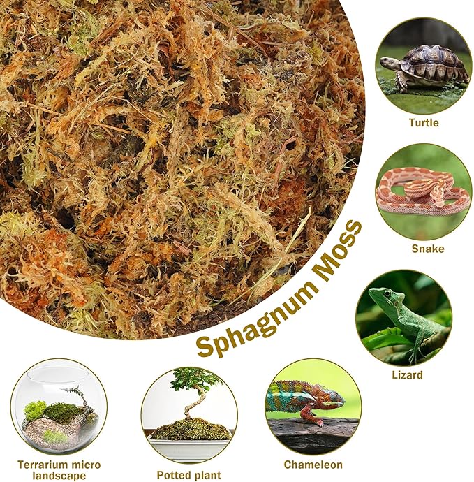 Hourleey 10.6 oz Sphagnum Moss for Plants, Premium Natural Long Fibered Dried Moss Potting, Sphagnum Peat Moss Bulk for Orchids Succulent Carnivorous Potted Plant Reptiles Medium Sarracenia