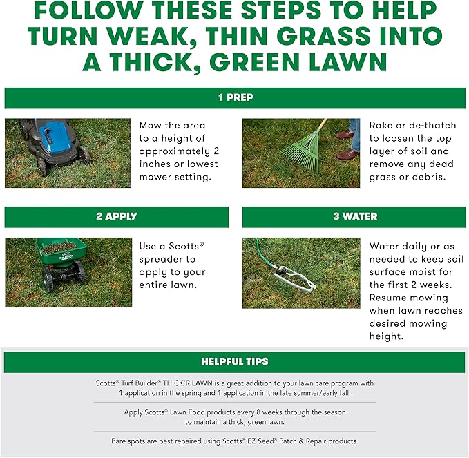 Scotts Turf Builder THICK'R LAWN Grass Seed, Fertilizer, and Soil Improver for Sun & Shade, 4,000 sq. ft., 40 lbs.
