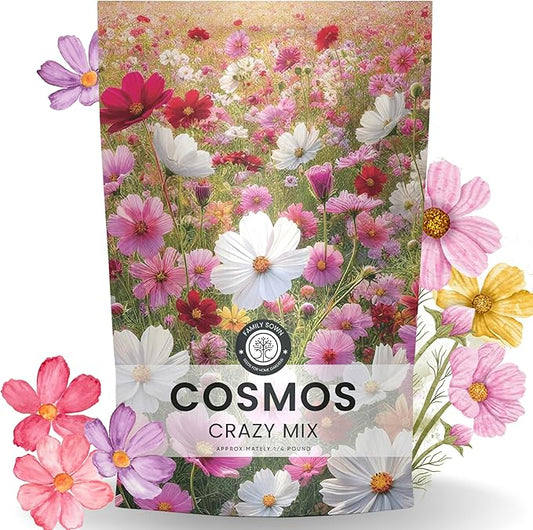 Crazy Cosmos Mix - Bulk 1/4 Pound Pouch - 20,000 Flower Seeds for Planting - Cosmos bipinnatus