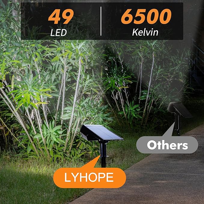 Solar Spot Light Outdoor, 49 LED Lights for Outside, 2 Modes Solar Powered Spotlights, Waterproof Pathway Light for Garden Yard Walkway Driveway Landscape Decorations (4 Pack-Cool White)