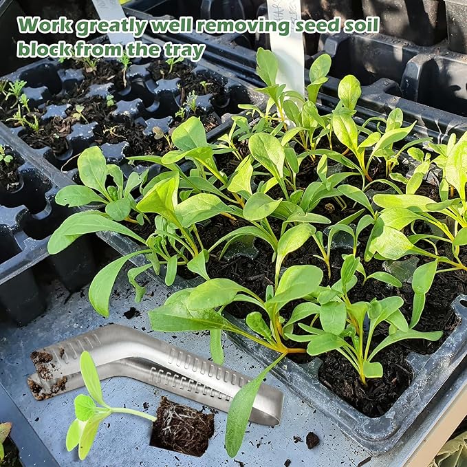 1PCS Seedling Transplant Tongs Stainless Steel Seedling Starters Remove Tongs Seedling Transplanting Tool Seedling Easy Transplanter with Anti-Slip Grasp Tips to Reduce Damage to Roots