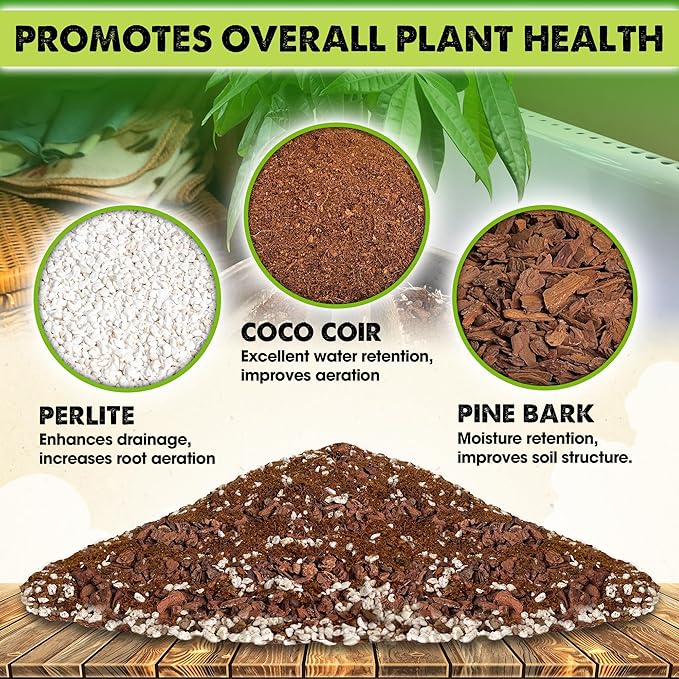 DUSPRO Recycle Money Tree Soil, Premium Coco Coir Perlite Mix and Pine Bark for Money Tree Soil, Ideal Money Tree Soil for Healthy Growth and Nourishment (4 Quarts)
