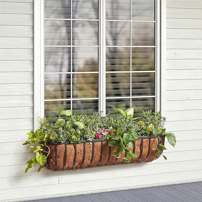 Arcadia Garden Products 1530 Solstice Series Wall Trough Planter, 36 inch, 36", Black