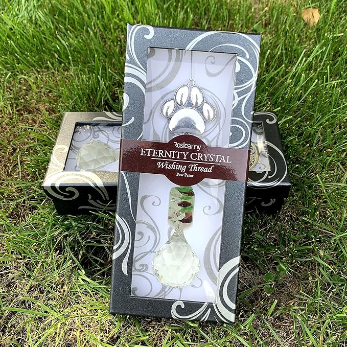 Paw Print Sun Catcher Crystals Prisms Hanging Garden Decor Pet Memorial Gifts Dog Remembrance Gift Loss Sympathy Rainbow Maker Suncatcher for Window Friend Birthday