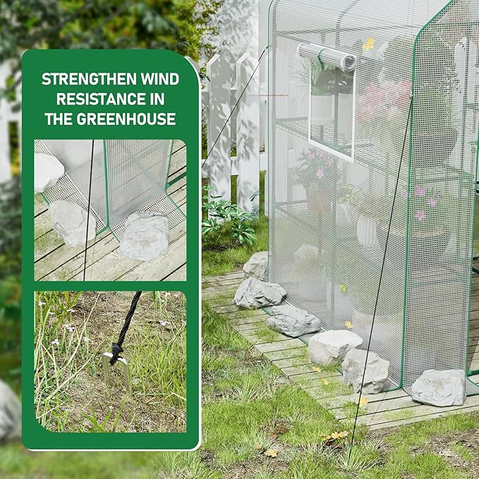 56×56×78Inch Walk-in Greenhouse, Heavy Duty Small Plant House with Thicken PE Cover and Steel Frame, for Garden, Outdoors, Indoors, White