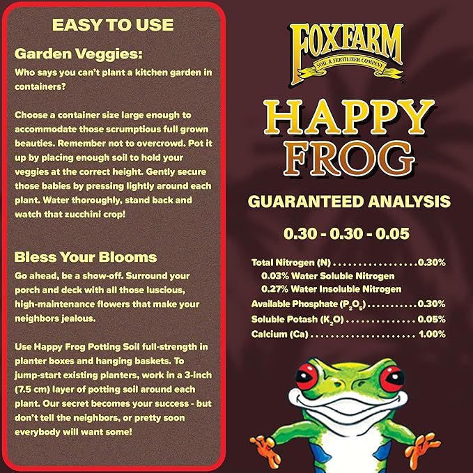 FoxFarm Happy Frog Potting Soil, 2cu ft (Pack of 4) - for Indoor/Outdoor Container Plants, Improves Root Efficiency, pH Adjusted for Optimal Nutrient Uptake - Contains Mycorrhizae and Humic Acids